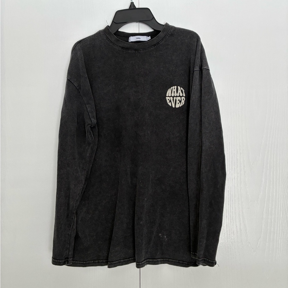 Adika 70’s Bleached Style Charcoal Long Sleeve Women’s Tee. Small